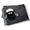 Nici 40142 Plüschdecke Shaun Das Schaf +Kopf Allover Schwarz / Weiß 175 X 140cm -Nici 40141pt