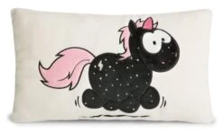 Nici 41428 Kissen Schwarzes Einhorn Carbon Flash Rechteckig 43x25cm Plüsch -Nici 57hFP5PNF43xtr6